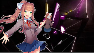 Monika Plays EXPERT Full Charge Beat Saber!