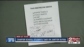 Charter school students take on janitor duties