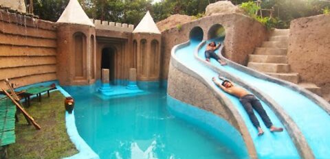 AMAZING!!!! 155 DAYS BUILDING 1M Dollars Water Slide Park into Underground Swimming Pool House