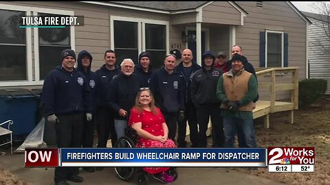 Firefighters build wheelchair ramp for dispatcher