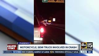 Fiery crash involving semi, motorcycle shut down I-10 in Phoenix