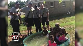 Firefighters helped kids fill pool