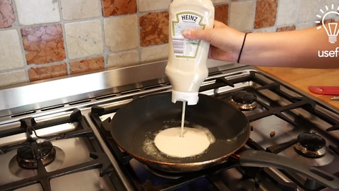He fills a squeeze bottle with pancake batter. The reason? Genius!
