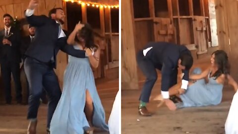 Bridesmaid & groomsman wedding entrance doesn't go as planned