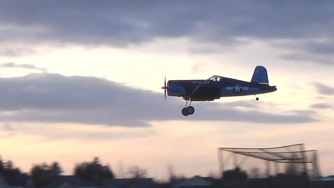 Parkzone F4U-1A Corsair Take Offs and Landings on Wet Muddy Grass