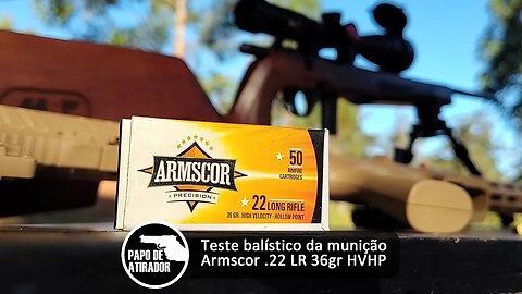 Teste balístico da munição Armscor .22LR 36gr HVHP