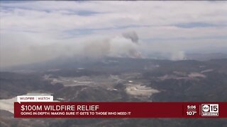 How will $100M in wildfire relief funds be allocated?