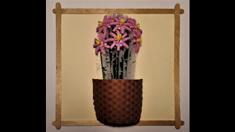 How to make a flowering cactus in basket with quilling