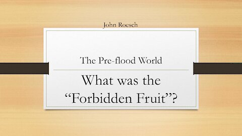 The Pre-Flood World - What was the "Forbidden Fruit"?