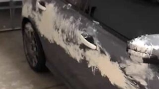 Child covers dad's car in paint!
