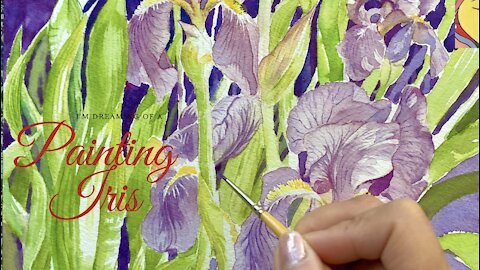 Iris Lily in Watercolor Painting - How to paint Iris Lily. Flower painting in watercolor.