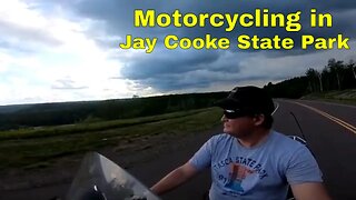 Motorcycling to Oldenburg Point Picnic Area in Jay Cooke State Park in Minnesota