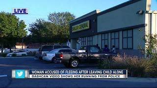 Woman accused of fleeing after leaving child alone