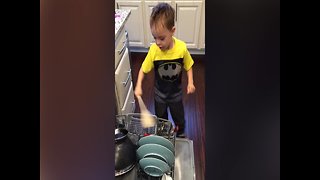 Little Drummer Boy makes his own Drum Kit