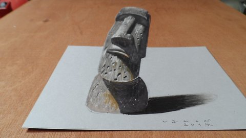 How to draw a 3D Easter Island Head