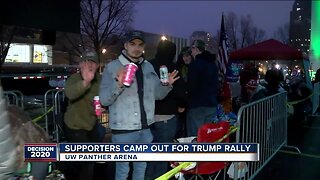 Trump supporters wait in line overnight ahead of campaign rally