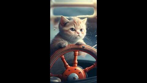 Captain Cat Sea 🌊 Boat ⛵ Drive # rumble #fire #cat #kitten #cute #beautiful #water ❤
