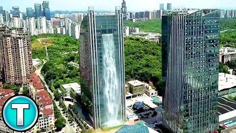 China's Waterfall Building | World's Tallest man-made Waterfall