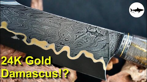 Forging a 🌟Gold🌟 Damascus Chef Knife!