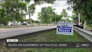 Campaign signs break right of way law