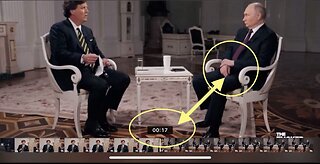 At exactly :17 seconds into the interview, Putin takes off his black leather-band WATCH