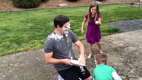 Precious Baby Starts Crying Because His Father's Face Is Covered In Pie