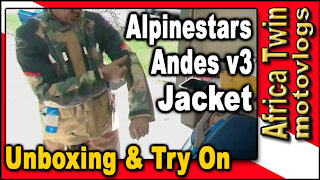 AlpineStars Andes v3 Drystar Jacket - Unboxing And Try On - Africa Twin Motovlog