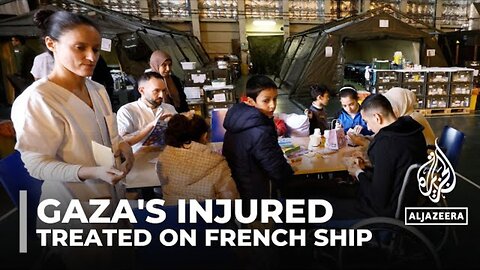 Wounded Palestinians treated on French warship off Egyptian shore