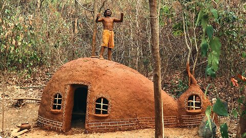 Build Most Amazing Unique Vertical Gourd Underground House By Primitive Jungle