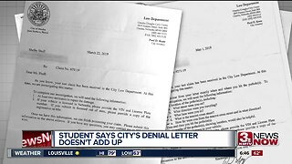 Student says city's denial letter doesn't add up