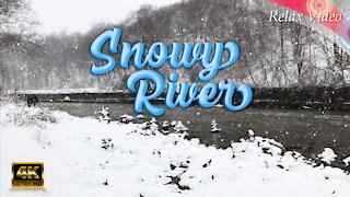 Relaxing music on a Snowy River / Toronto / 4K