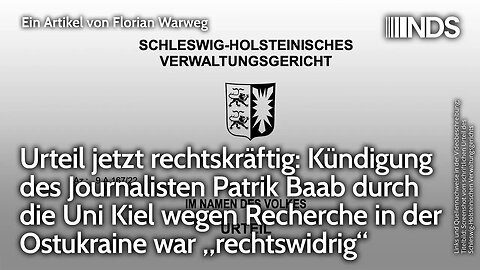 Kündigung des Journalisten Patrik Baab durch Uni Kiel wegen Recherche in Ostukraine war rechtswidrig