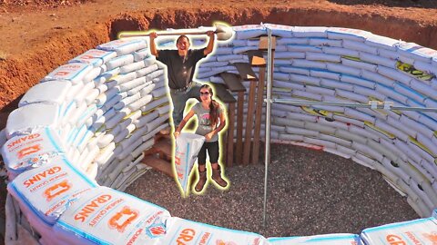 We Finish Building Our Earthbag Root Cellar Walls!!