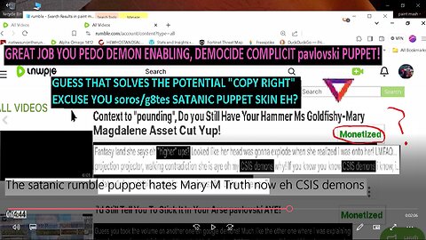 The Democide Complicit satanic rumble Puppet Hates Mari Magdalene Truth Too Now Eh CSIS demons?