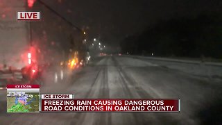 Freezing rain causing dangerous roads in metro Detroit