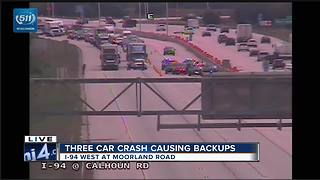 3 car crash causes major delays on I-94 West