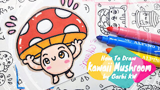 how to Draw Kawaii Mushroom - handmade drawings by Garbi KW