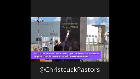 Russian Orthodox Priest blesses a new statue of Stalin