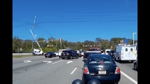 Car Crashes At High Speed into Electric Pylon