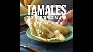 Chicharrón Tamales in Green Sauce