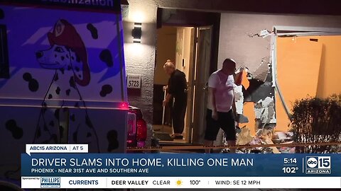 Driver slams into home, killing one man near 31st and Southern avenues