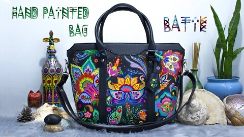 BATIK inspired hand-painted bag for my Mom's birthday | Time lapse process | Custom Painted Bag