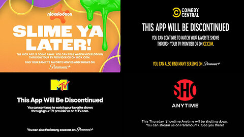 Nickelodeon,MTV and other Paramount Apps are Shutting Down
