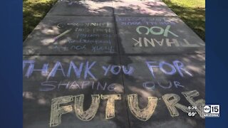 Students decorate sidewalks to thank teachers at Desert Ridge Junior High