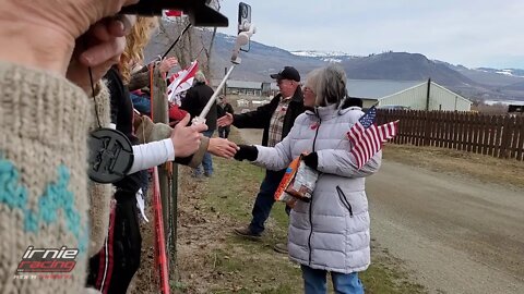 People's Convoy Meets Freedom Convoy - Osoyoos BC / Oroville WA Barbwire Border | IrnieracingNews