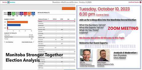 Understanding the Numbers: Manitoba Election Analysis at MST's Weekly Zoom Meeting!