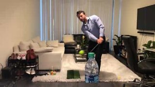 Couple uses golf club to do 'Bottle Cap Challenge'
