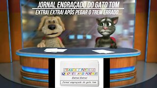 Jornal engraçado do gato tom: Após pegar o trem errado... [Frases e Poemas]