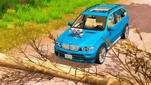 BMW X5 M vs Fallen Tree – BeamNG Drive