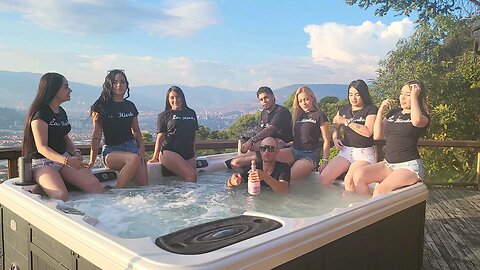 POPPING CHANPAGNE IN JACUZZI WITH COLOMBIANAS